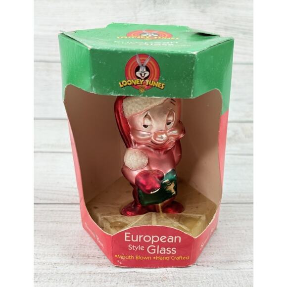 Vintage Looney Tunes European Style Glass Elmer Fudd Christmas Ornament - Picture 1 of 10